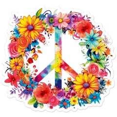 Peace Flowers – Vinyl Decal Sticker – Car Window Laptop – ebn9355