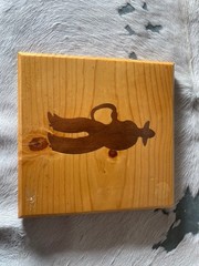 Western Plaque 7 x 6.75 in Cowboy Inlay Wooden Beveled Edge Decor Crafts