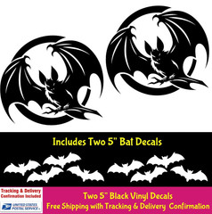 Flying Bat Graphic Two PK 5″ Black Vinyl Decals Car Truck Van Door Window