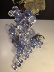 Vintage Lucite Grapes Cluster Clear- Blue Fruit Acrylic Ornaments Decor Lot of 5