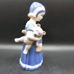 Vintage Royal Copenhagen #671 Denmark Girl With Teddy Bear Mint Condition