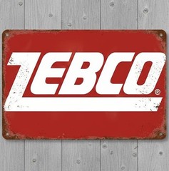 Zebco Fishing Reels 8 x 12 Vintage Novelty Metal Sign Made In USA New!