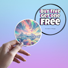 Polar Aurora Borealis Sticker: Psychedelic Pastel Waterproof Sticker