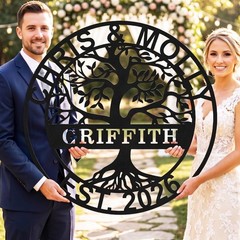 Personalized Wedding Family Name Metal Sign, Custom Last Name Wall Decor