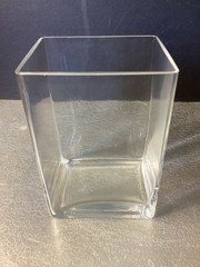 RECTANGULAR CLEAR GLASS VASE 6. BY 4 BY 3 INCHES