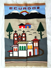 Woven Wool Tapestry Ecuador Wall Hanging Rug Church Rainbow Mountains 25×39