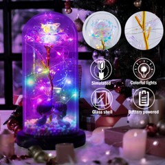 Rose In Glass Dome Forever Galaxy Romantic LED Light Flower Valentine’s Day Gift