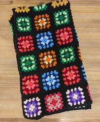 VTG Granny Square Roseanne Afghan Crochet Multicolor Blanket Throw Colorful READ