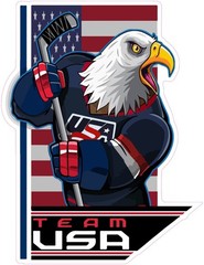 United States Hockey Cartoon Vinyl Decal Sticker Car Truck Bumper Laptop Mug