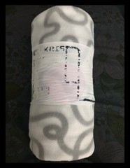 IKEA Krakris NEW Gray White Squiggle Throw,Poly Blanket 51 x 63”,Note*ShelfWear