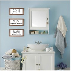 Rustic Bathroom Sign Set – Wash Brush Comb