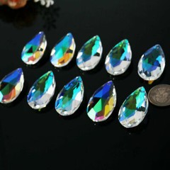 10* AB Crystal Glass Faceted Prism Suncatcher Lamp Bead Hanging DIY Home Pendant