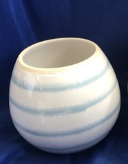 Threshold Round Blue Striped Stoneware Rose Vase