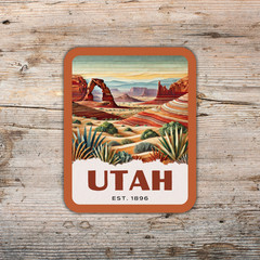 Utah State Sticker, Paper Collage Look, Arches National Park Vinyl Decal