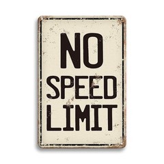 Vintage No Speed Limit Metal Sign Retro Wall Art Car Lover Garage Man Cave Decor