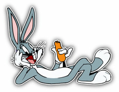 Bugs Bunny Carrot Cartoon Car Bumper Sticker Decal 5” x 4”