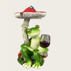 Frog Mushroom Resin Figurine, Cute Statue for Garden Yard Bathroom Counter Decor