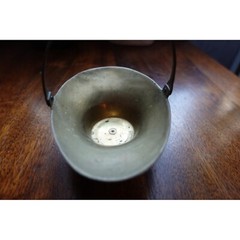 Vintage small brass decorative basket oval metal with handle