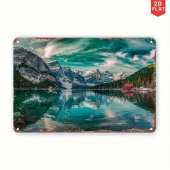 Retro Metal Sign Alpine Mountain Lake Nature Landscape Travel Aluminum