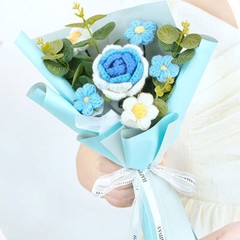 Knitted Flower Crochet Flower Bouquet Finished Hand Woven Preserved Flower ET