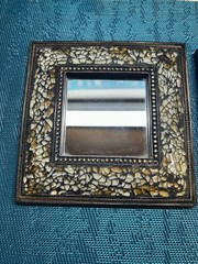 Set 2 Crackle Glass Mosaic Frames 6” Square Brown White Black Decor