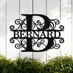 Custom Metal Sign, Personalized Monogram Name Wall Decor