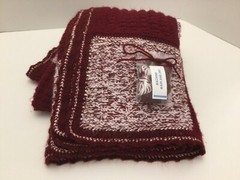AFGHAN – LARGE -Hand Knit- 56″ X 45″ – Wine & Pink/White Mix- Machine Wash &Dry