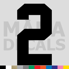 Number Two 2 Vinyl Die Cut Decal Sticker – Jersey Sport Athlete