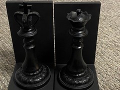 King & Queen Chess Piece Bookends Resin Black 8.25″X 4.5″X 4″