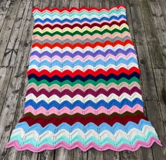 Vintage Afghan Crochet Handmade Throw Blanket 82×48 Rainbow Multi-Color