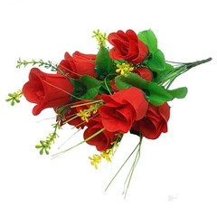 12 Red Rose Buds, Artificial Silk Flowers, Wedding Bouquets, Home, Faux Roses