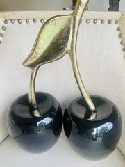 Real Metal Handcrafted Double Cherry Accent Decor . Black/Gold Color .QUALITY