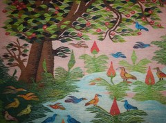 5.8 FT Large Egyptian Folk Art Tapestry – Handwoven Tree of Life Wall Hanging