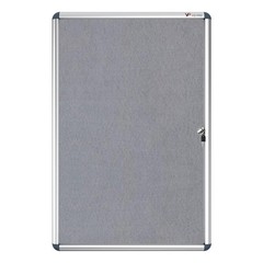 VIZ-PRO Tamperproof Lockable Gray Fabric Noticeboard Aluminium Framed 36×24 In