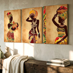 3 Pieces Colorful African Large Wall Art Canvas Set for Living Room Set Of 3