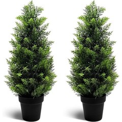 Set of 2 Realistic Cedar Trees Indoor Decoration Bendable Branches Easy Care New