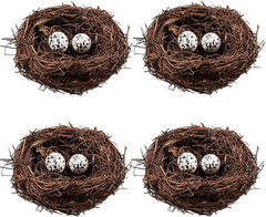 Mini Artificial Birds Nest with Eggs for Easter Decor and Crafts (4 Inches)