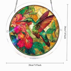 Floral Hummingbird Acrylic Jigsaw Puzzle Suncatcher, Home & Garden Window Art
