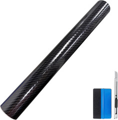 6D High Gloss Black Carbon Fiber Vinyl Wrap Roll with Air Release – Outdoor Rate