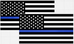 THIN BLUE. FLAG STICKER, 2 flag pack, various sizes, USA