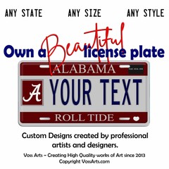 Alabama License Plate Roll Tide Dark Red Tag Car Motorcycle Bike Keychain Tag