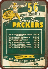 1956 Green Bay Packers Home schedule Vintage Reproduction Metal Sign 8 x 12