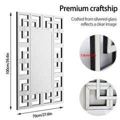 Elegant Wall Mirror with Beveled Geometric Mirror HD Horizontal/Vertical Hanging
