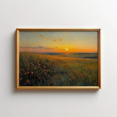 Sunset Tallgrass Prairie Poster – Kansas Flint Hills Landscape Wall Art