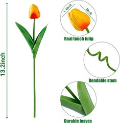 Multi-Color Artificial Tulips Set – 15 Realistic PU Flowers for All Occasions