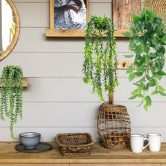 24.5 In. Green Fake Plant Hanging Plants with Pots, Artificial Ivy Vine Faux Euc