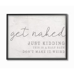 16 In. X 20 In. “Get Naked This Is a Half Bath Wood Look Typography Oversized Bl