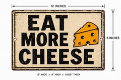 Eat More Cheese Vintage Metal Sign Funny Kitchen Farmhouse Decor