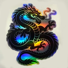 Chinese Dragon Sticker Holographic Vinyl Decal Asian Oriental Mythical 4×5″