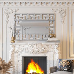 Elegant Wall Mirror with Beveled Geometric Mirror HD Horizontal/Vertical Hanging
